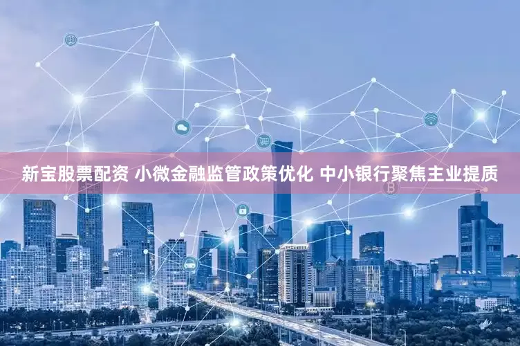 新宝股票配资 小微金融监管政策优化 中小银行聚焦主业提质